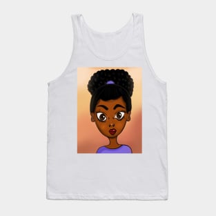 Cute black girl digital art illustration drawing Tank Top